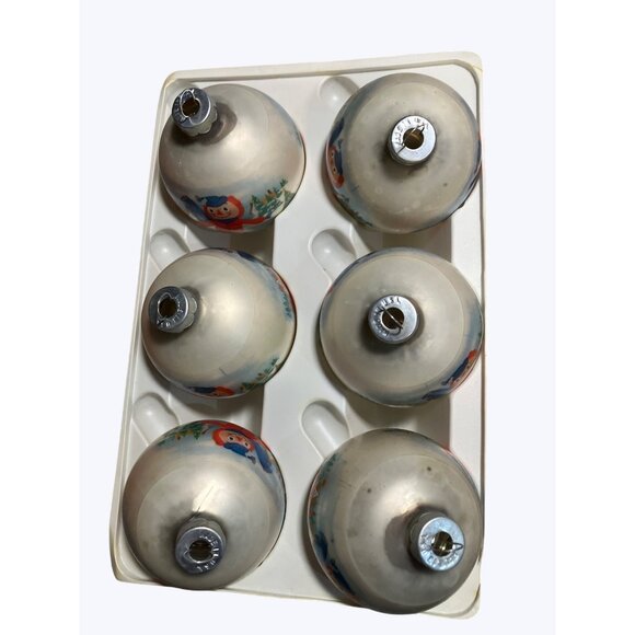 Corning Glass Works Vintage Christmas Ornaments Set Of 6 With Winter Scenes - Picture 7 of 15